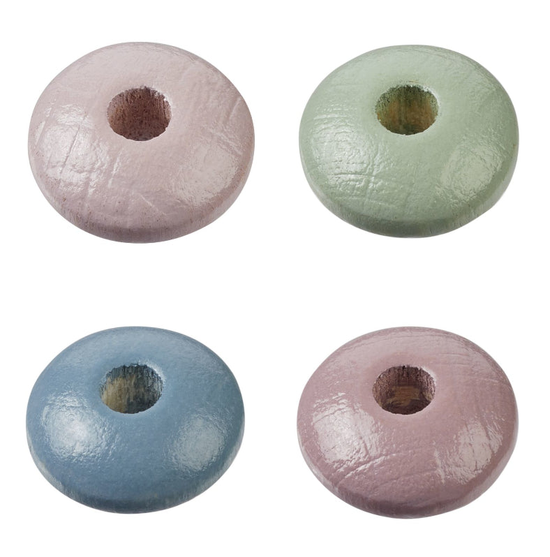 Holzlinsen für Schnullerketten rund 10x5mm speichel- und schweißfest 15 Stück