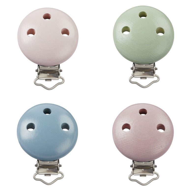 Schnullerketten Clip Holz pastell speichel- und schweißecht 37mm / 11,5mm 1 Stück