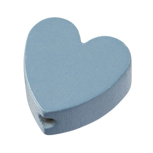 Holzperle Herz für Schnullerketten pastell speichel- und schweißecht 20x20x8mm 4 Stück