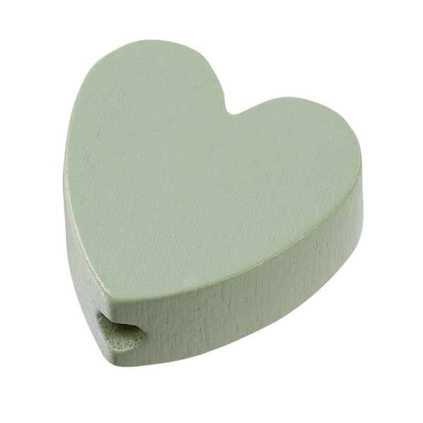 Holzperle Herz für Schnullerketten pastell speichel- und schweißecht 20x20x8mm 4 Stück