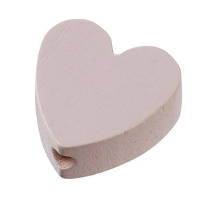 Holzperle Herz für Schnullerketten pastell speichel- und schweißecht 20x20x8mm 4 Stück