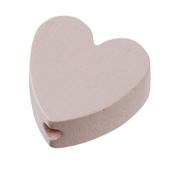 Holzperle Herz für Schnullerketten pastell speichel- und schweißecht 20x20x8mm 4 Stück
