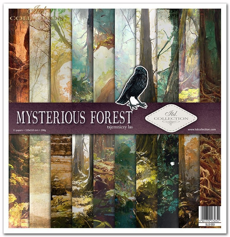 Scrapbooking-Papier-Set „Mysteriöser Wald“, 10 Stück/Packung, 30 x 30 cm, 200 g