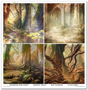 Scrapbooking-Papier-Set „Mysteriöser Wald“, 10 Stück/Packung, 30 x 30 cm, 200 g