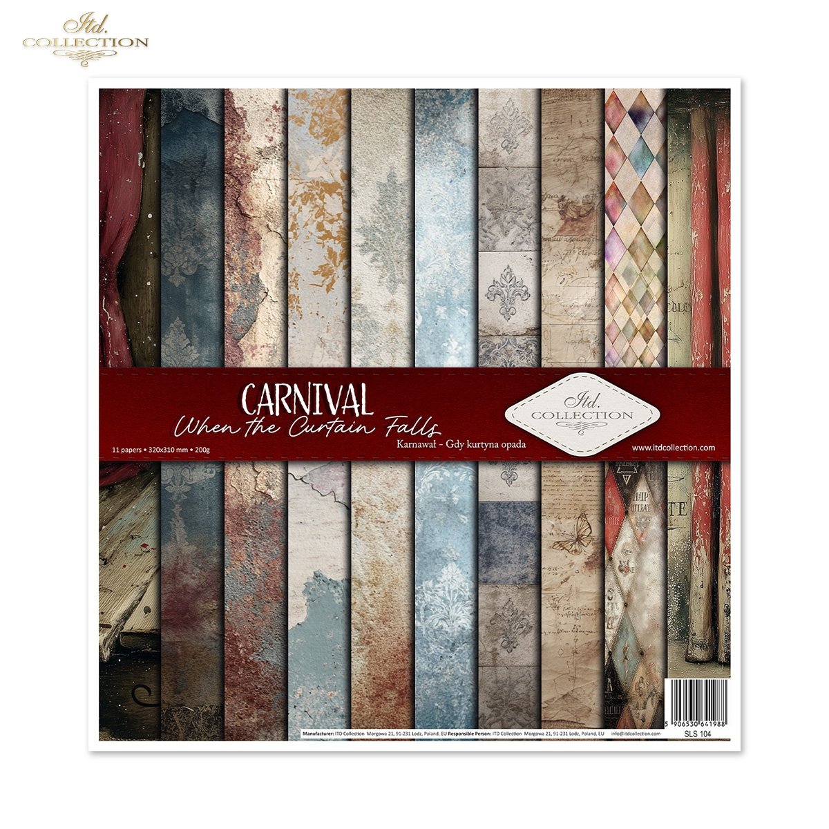 Scrapbooking-Papier Set Carnival - When the Curtain Falls 200 g/m2 310x320mm 11 Bögen