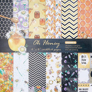 Scrapbooking-Papierset Oh Honey 12 Designs quadratisch 152x152mm 24 Blatt