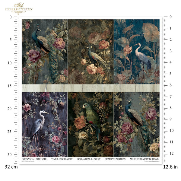 Scrapbooking Papier Set Botanical-Boudoir 200g/m2 310x320mm 11 Bögen