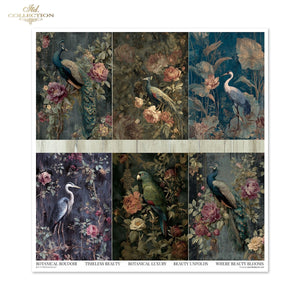 Scrapbooking Papier Set Botanical-Boudoir 200g/m2 310x320mm 11 Bögen