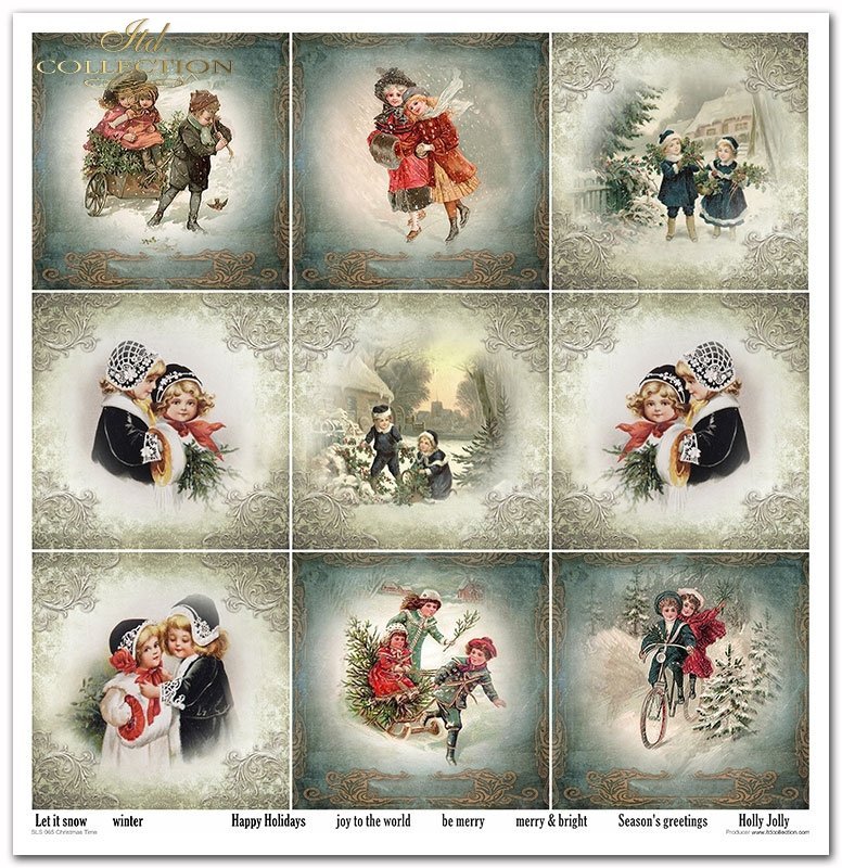 Scrapbooking Papier Christmas Time Set 310x320 mm 200 g/m2 10 Stück