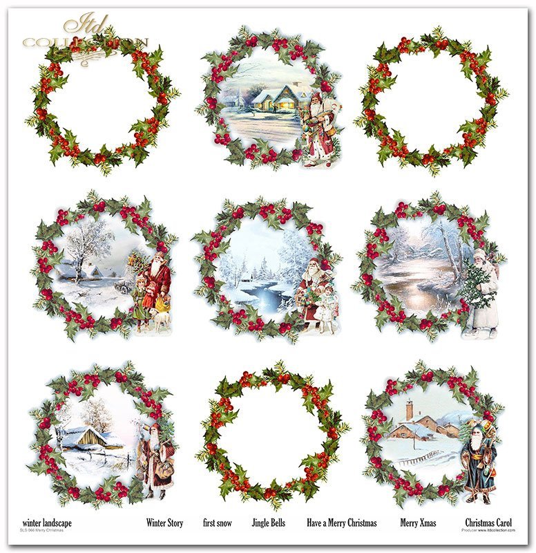 Scrapbooking-Papier „Frohe Weihnachten“, Set, 310 x 320 mm, 200 g/m², 10 Stück