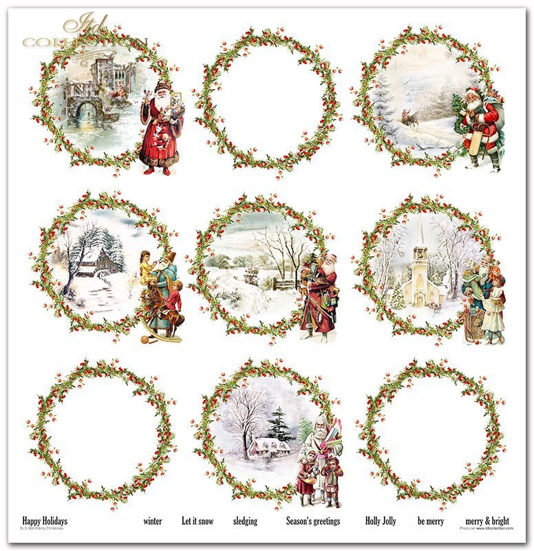 Scrapbooking-Papier „Frohe Weihnachten“, Set, 310 x 320 mm, 200 g/m², 10 Stück