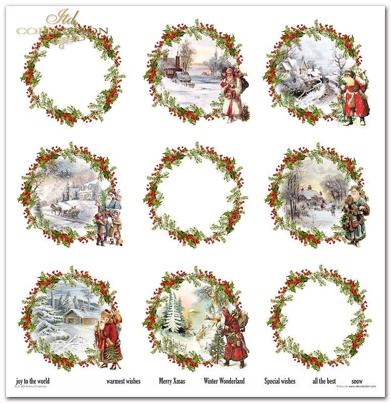Scrapbooking-Papier „Frohe Weihnachten“, Set, 310 x 320 mm, 200 g/m², 10 Stück