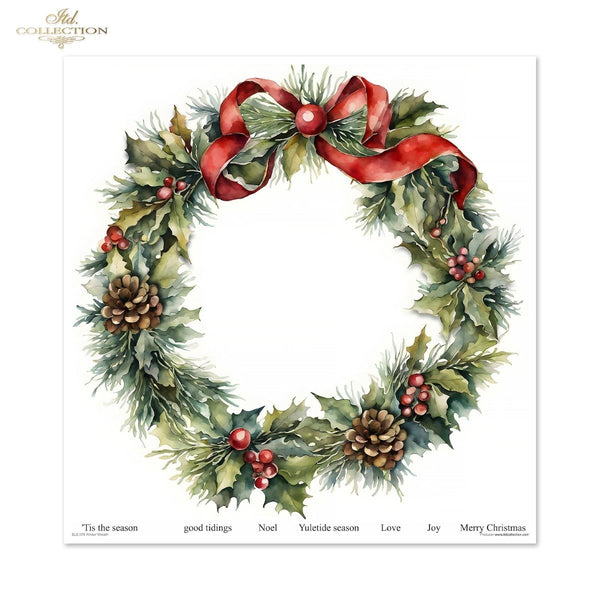 Scrapbooking Papier Winter Wreath Set 310x320 mm 200 g/m2 10 Stück