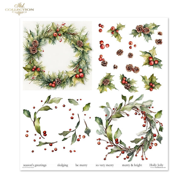 Scrapbooking Papier Winter Wreath Set 310x320 mm 200 g/m2 10 Stück