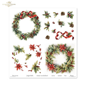 Scrapbooking-Papier-Winterkranz-Set, 310 x 320 mm, 200 g/m², 10 Stück