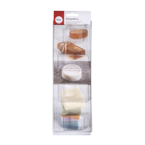 Seifengießform Rechteck PET-Kunststoff Tiefe 3cm 4 teilig
