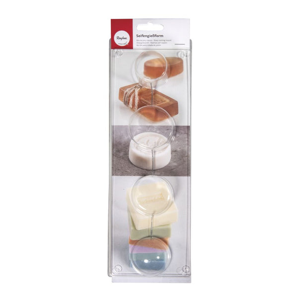 Seifengießform rund PET-Kunststoff transparent Tiefe 3cm 4 teilig