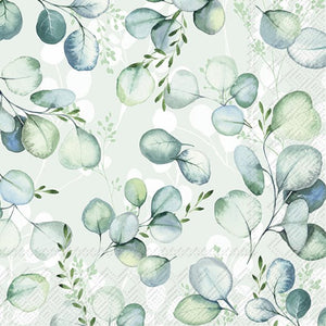 Servietten EUCALYPTUS ALLOVER hellgrün 33x33cm 3-lagig 20 Stück / Packung