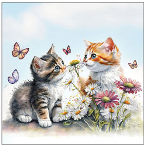 Servietten Kittens in flower field FSC Mix 20 Stück pro Päckchen 33x33cm