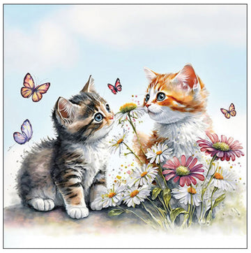 Servietten Kittens in flower field FSC Mix 20 Stück pro Päckchen 33x33cm