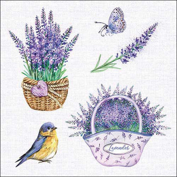 Servietten Lavendelkorb 33x33cm 20 Stück 3-lagig 100% FSC