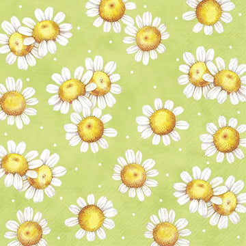 Servietten SUNNY FLOWERS hellgrün 33x33cm 3-lagig 20 Stück / Packung