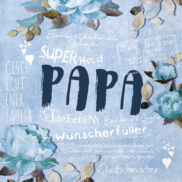 Servietten PAPA Superheld blau 33x33cm 3-lagig 20 Stück / Packung
