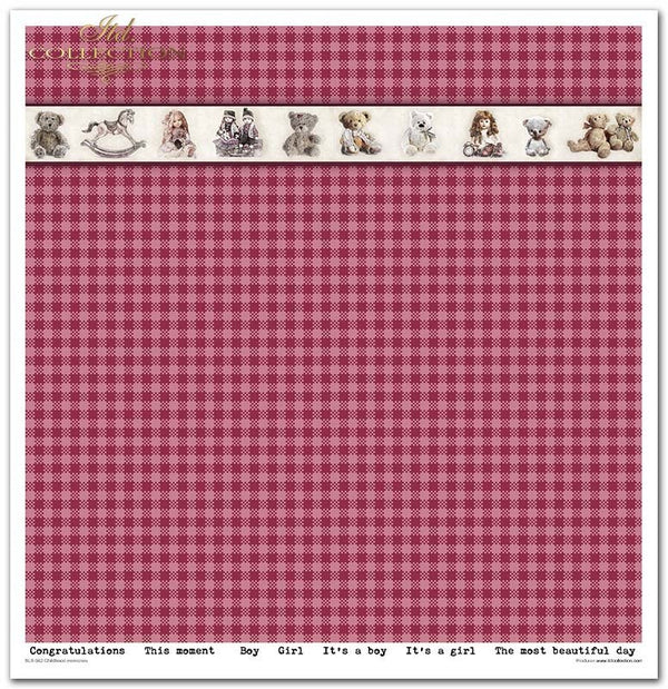 Scrapbooking-Papierset Kindheitserinnerungen rosa 10 Bögen 31x32cm 200g/m²