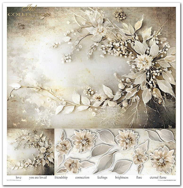 Scrapbooking Papier Winterstrauß Set 310x320 mm 200 g/m2 10 Stück