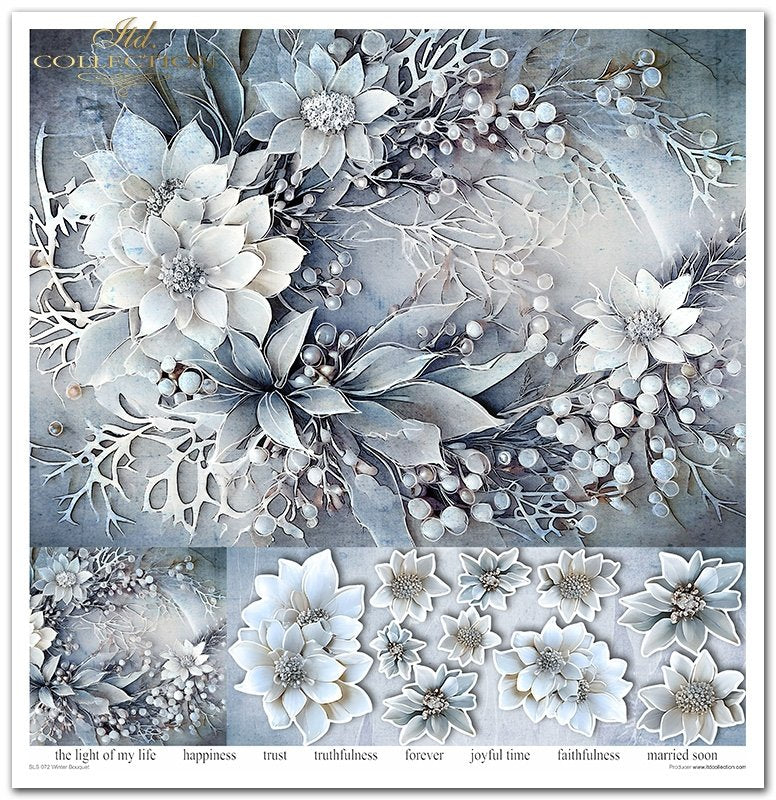 Scrapbooking Papier Winterstrauß Set 310x320 mm 200 g/m2 10 Stück