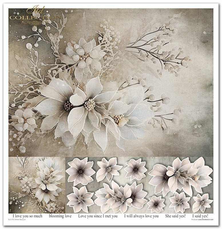 Scrapbooking Papier Winterstrauß Set 310x320 mm 200 g/m2 10 Stück
