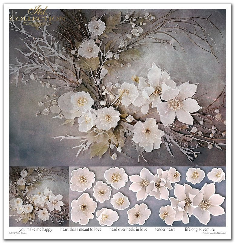 Scrapbooking Papier Winterstrauß Set 310x320 mm 200 g/m2 10 Stück