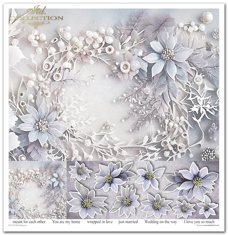 Scrapbooking Papier Winterstrauß Set 310x320 mm 200 g/m2 10 Stück