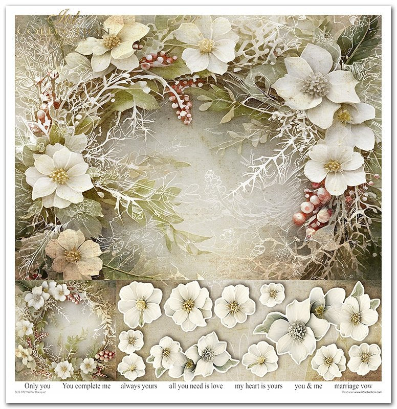 Scrapbooking Papier Winterstrauß Set 310x320 mm 200 g/m2 10 Stück