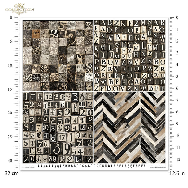 Scrapbooking Papierset Black & White 11 Bögen FSC Recycled 200g/m²
