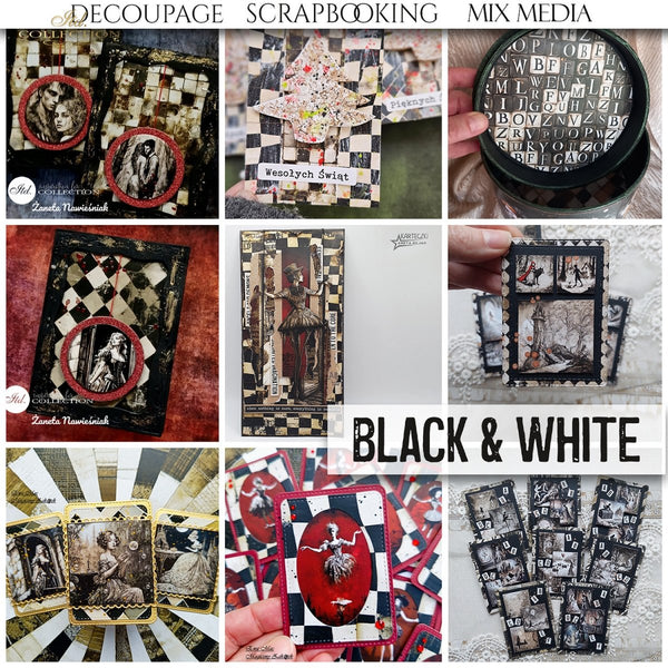Scrapbooking Papierset Black & White 11 Bögen FSC Recycled 200g/m²