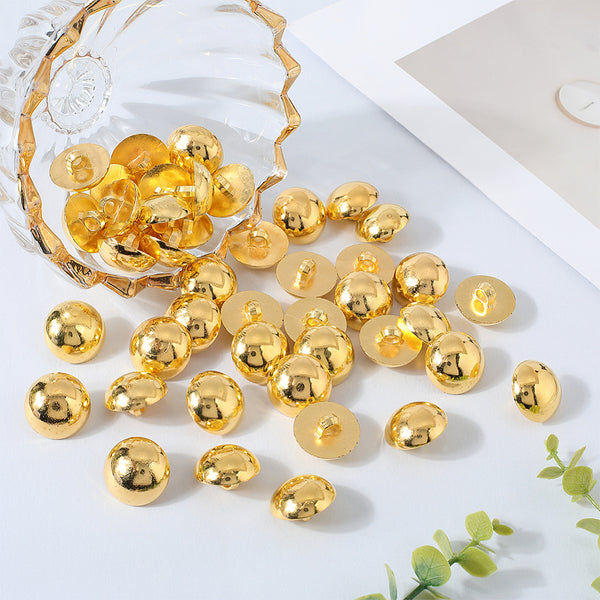 Shank Button Acrylknöpfe halbrund gold mit Öse 18x11,5mm 5 Stück