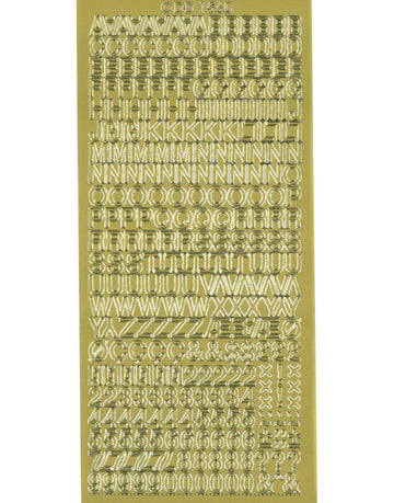 Shiny Outline Sticker Buchstaben Helvetica 7,5 gold Konturensticker 10x23cm Bogen