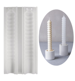 Silikon-Gießform Stabkerze geringelt ø 2,3cm Höhe 19,5cm 2-teilig