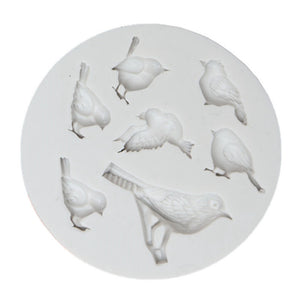 Silikon Pressform Vögel, rund 8cm