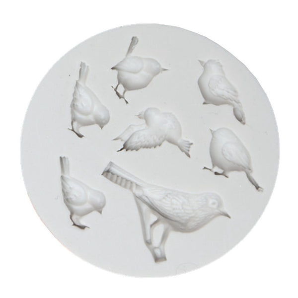 Silikon-Pressform Singvögel rund 8cm
