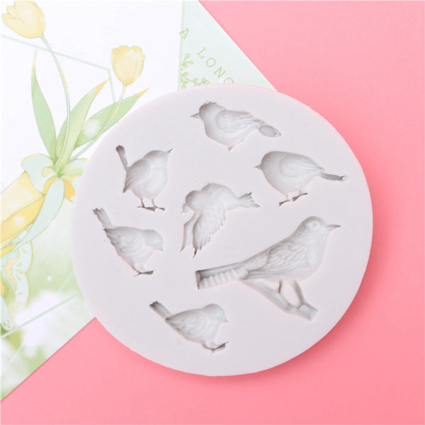 Silikon-Pressform Singvögel rund 8cm