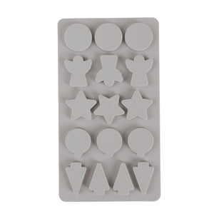 Silikon Gießform Mini-Dekoformen Xmas  14,5x26x1cm 16 Formen