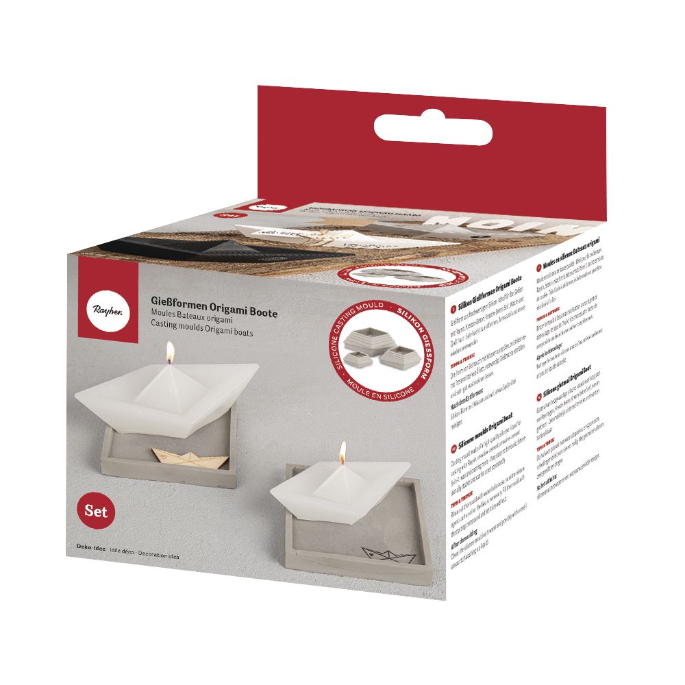 Silikon Gießformen Set Origami Boote 3tlg 8x4x2,9cm 12x6x4,3cm 16x8x5,6cm