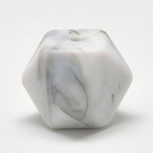 Silikonperle Polygon lebensmittelecht grau marmoriert 14x14x14mm 2 Stück