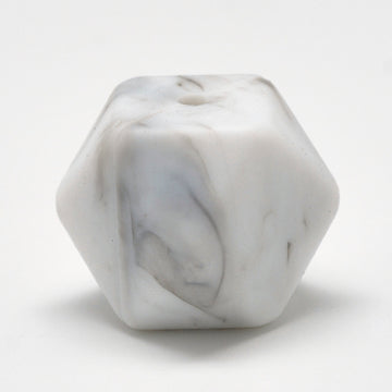 Silikonperle Polygon lebensmittelecht grau marmoriert 14x14x14mm 2 Stück