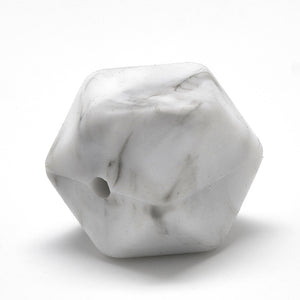 Silikonperle Polygon lebensmittelecht grau marmoriert 14x14x14mm 2 Stück