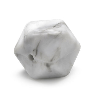 Silikonperle Polygon lebensmittelecht grau marmoriert 14x14x14mm 2 Stück