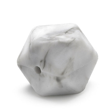 Silikonperle Polygon lebensmittelecht grau marmoriert 14x14x14mm 2 Stück