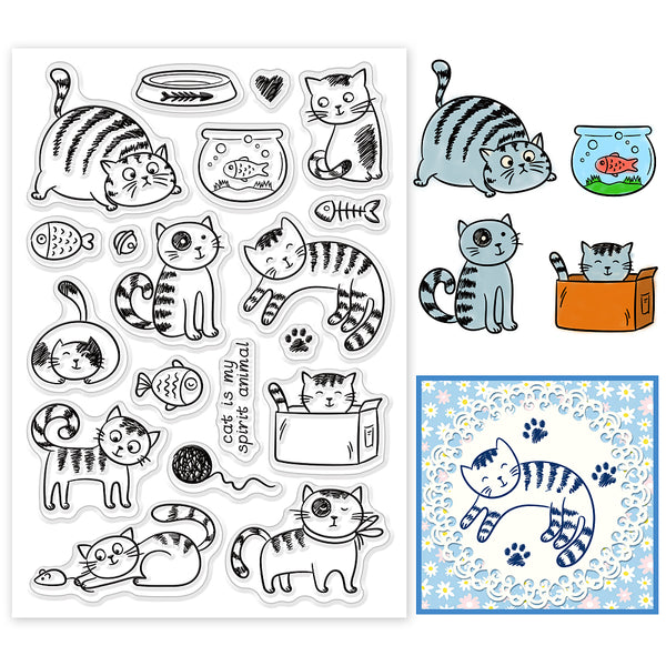 Silikonstempel -Set Katzen 18 Motive